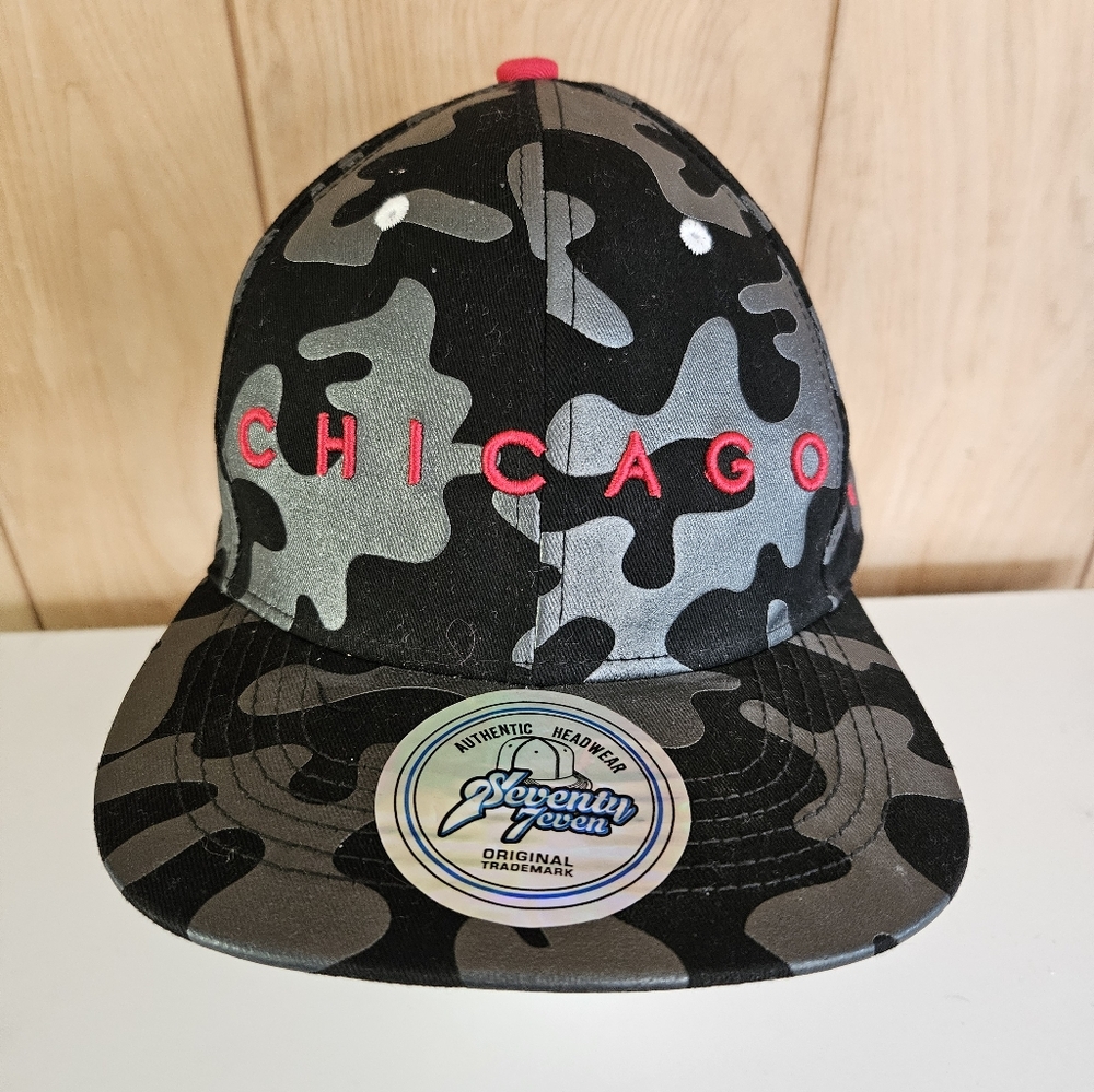 Chicago Collector's Edition 77 Snapback Hat In Black And Gray Camo OSFM